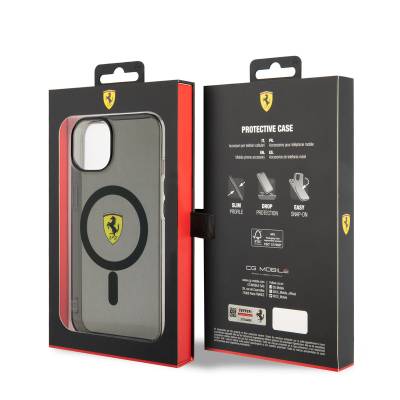 Apple iPhone 14 Plus Kılıf Ferrari M-safe Şarj Özellikli Yarı Transparan Dizayn Kapak - 7