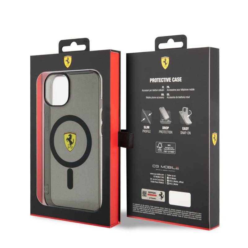 Apple iPhone 14 Plus Kılıf Ferrari M-safe Şarj Özellikli Yarı Transparan Dizayn Kapak - 7