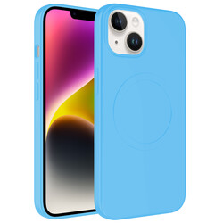 Apple iPhone 14 Plus Kılıf Magsafe Wireless Şarj Özellikli Pastel Renk Silikon Zore Plas Kapak - Thumbnail