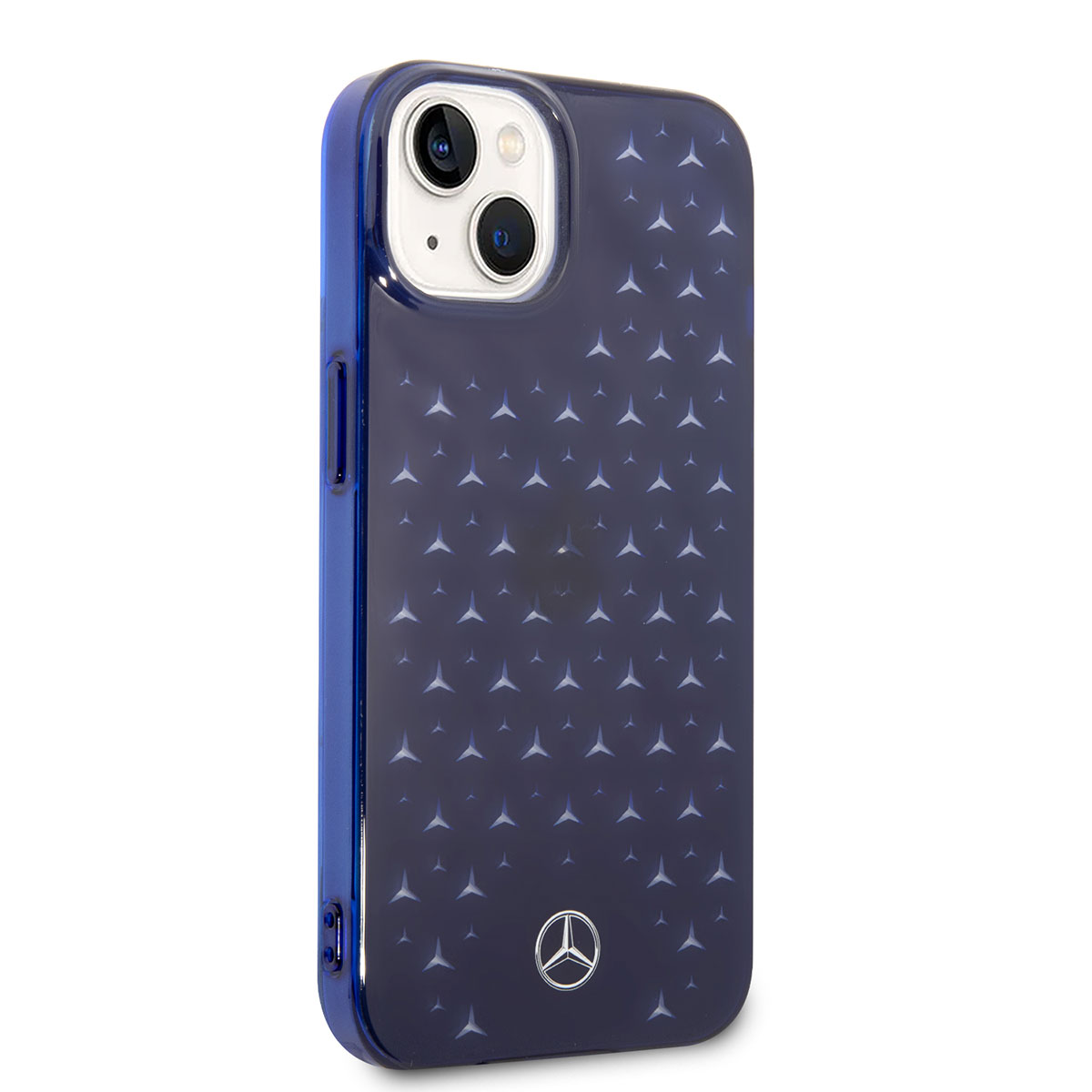 Apple iPhone 14 Plus Kılıf Mercedes Benz Transparan Yıldızlı Dizayn Kapak - Mavi