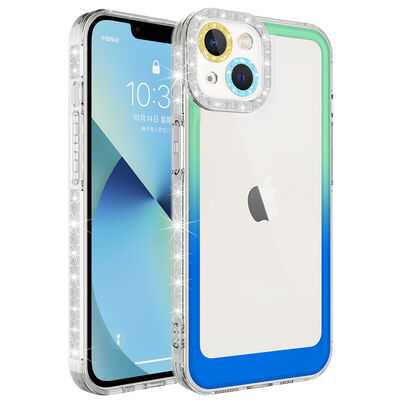 Apple iPhone 14 Plus Kılıf Simli ve Renk Geçiş Tasarımlı Lens Korumalı Zore Park Kapak