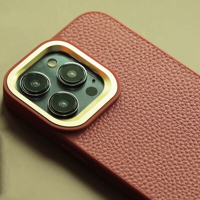 Apple iPhone 14 Plus Kılıf Soft Deri Metal Kamera Çerçeveli Kajsa Litchi Kapak - 4