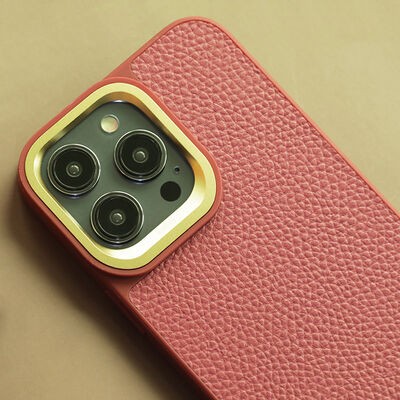 Apple iPhone 14 Plus Kılıf Soft Deri Metal Kamera Çerçeveli Kajsa Litchi Kapak - 12