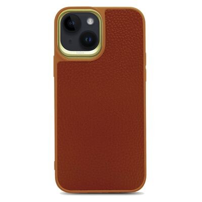 Apple iPhone 14 Plus Kılıf Soft Deri Metal Kamera Çerçeveli Kajsa Litchi Kapak - 8
