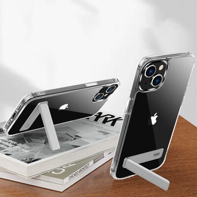 Apple iPhone 14 Plus Kılıf Standlı Şeffaf Silikon Zore L-Stand Kapak