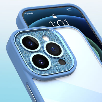 Apple iPhone 14 Plus Kılıf ​​​​​Wiwu Lens Korumalı Renkli Kenar Arkası Şeffaf Multicolor Kapak