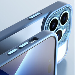 Apple iPhone 14 Plus Kılıf ​​​​​Wiwu Lens Korumalı Renkli Kenar Arkası Şeffaf Multicolor Kapak - Thumbnail