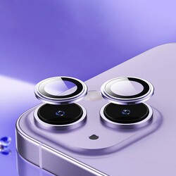 Apple iPhone 14 Plus Wiwu Lens Guard Metal Kamera Lens Koruyucu Derin Mor