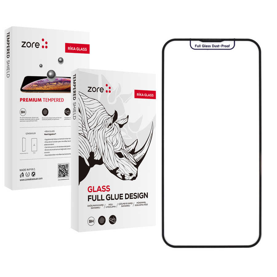 Apple iPhone 14 Plus Zore Rika Premium Temperli Cam Ekran Koruyucu - Siyah