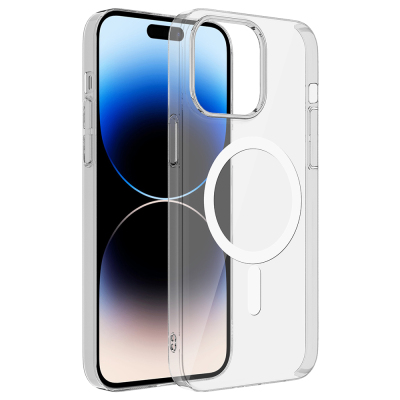 Apple iPhone 14 Pro Camera Protected M-Safe Charging Transparent Zore London Hard PC Case - Zore