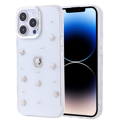 Apple iPhone 14 Pro Case Airbag Design Silvery Transparent Zore Kutup Cover - 5