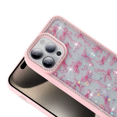Apple iPhone 14 Pro Case Stone and Glitter Design Zore Azra Cover - 10