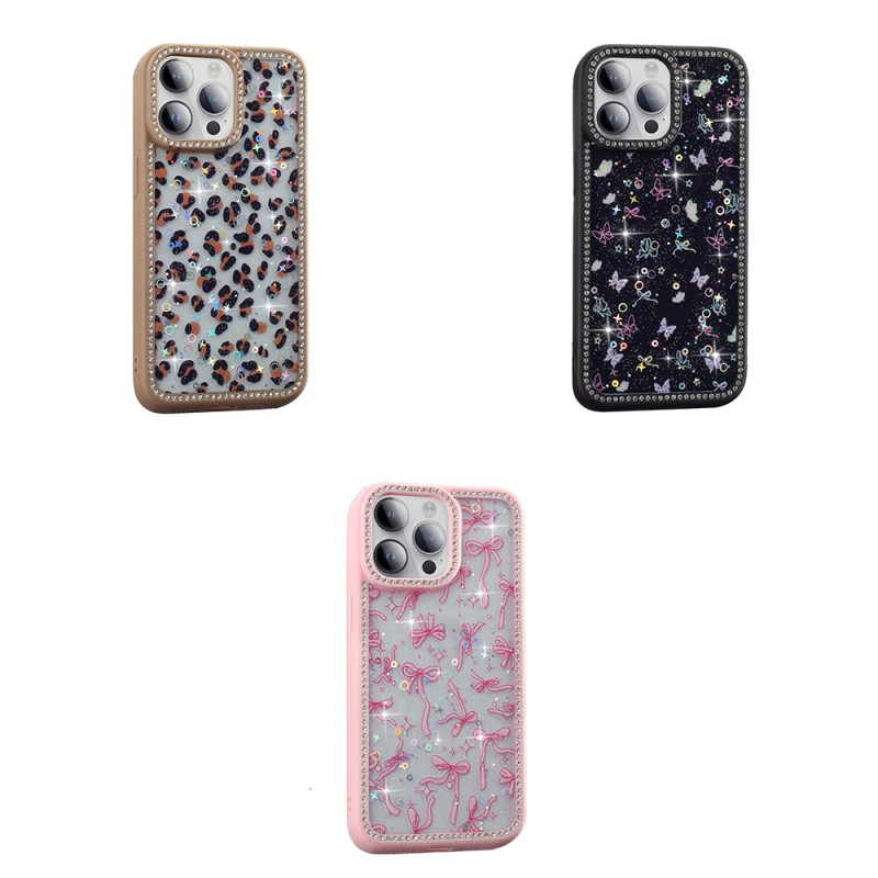 Apple iPhone 14 Pro Case Stone and Glitter Design Zore Azra Cover - 11