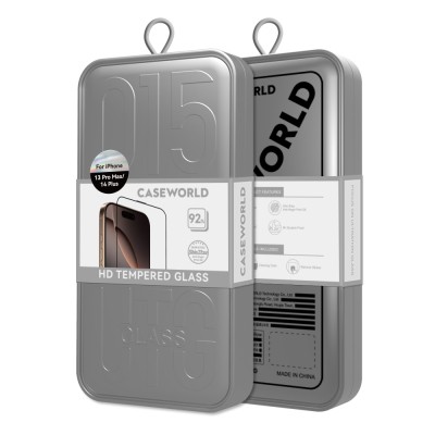 Apple iPhone 14 Pro CaseWorld 0.25mm HD 3D Tempered Glass Screen Protector + Applicator - 7