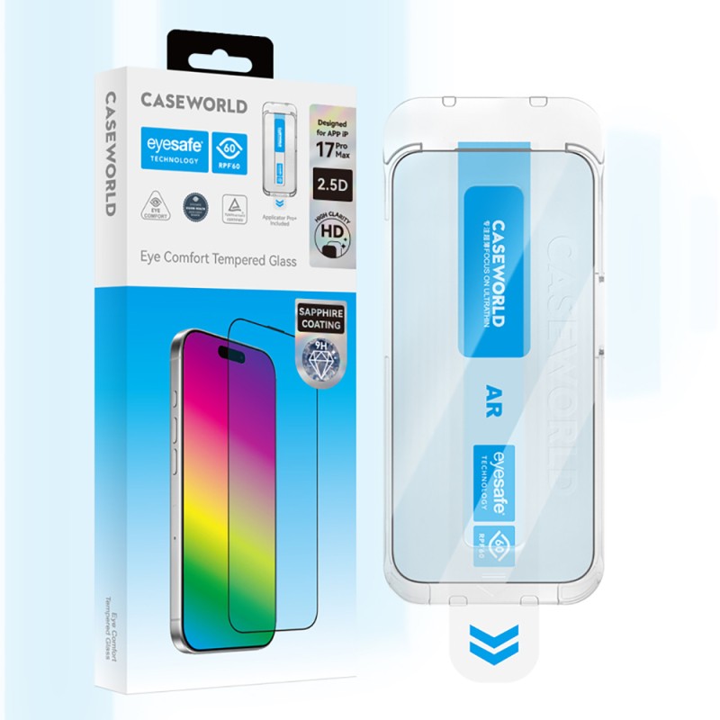 Apple iPhone 14 Pro CaseWorld Applicator Serisi 2.5D Eyesafe Mavi Işık Teknolojili Safir 0.33mm Temperli Cam Ekran Koruyucu + Uygulama Aparatı - 4