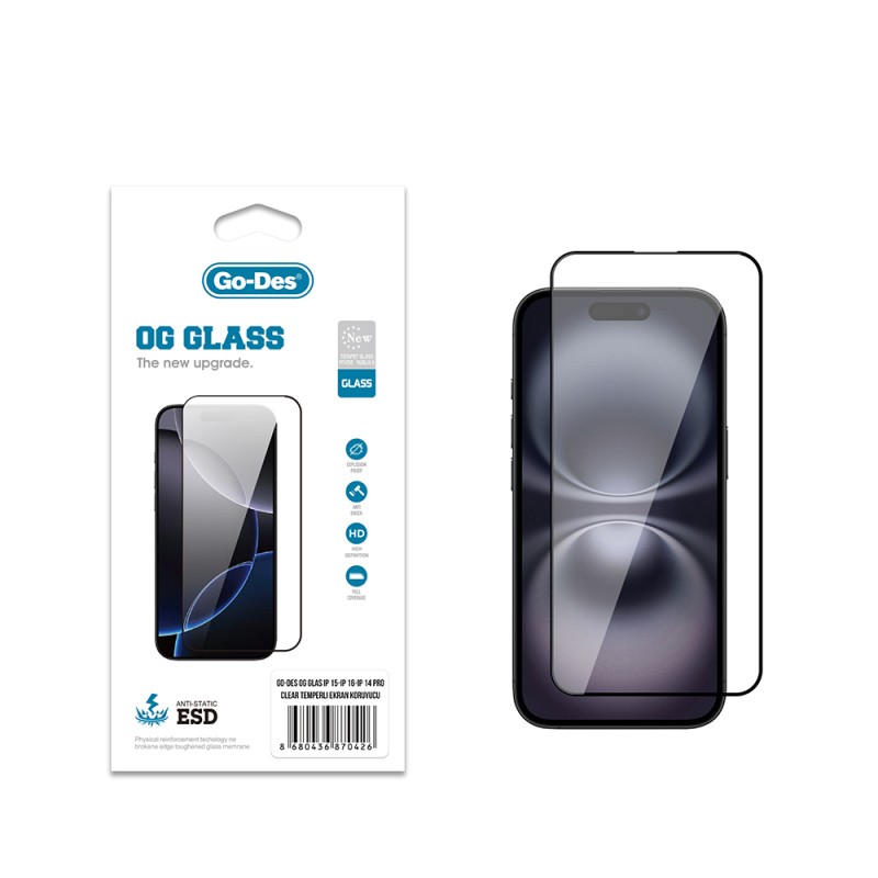 Apple iPhone 14 Pro Go Des OG Glass Antistatik Temperli Cam Ekran Koruyucu - 1