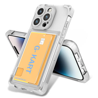 Apple iPhone 14 Pro Kılıf Airbag Tasarımlı Şeffaf Kartlıklı Zore G-Kart Kapak - Zore