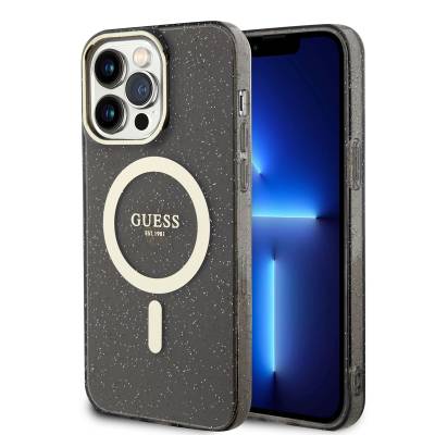 Apple iPhone 14 Pro Kılıf GUESS M-safe Şarj Özellikli Glitter Kapak - Guess