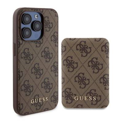 Apple iPhone 14 Pro Kılıf Guess Orjinal Lisanslı M-safe Şarj Özellikli Yazı Logolu 4G Desenli Kapak + Powerbank 5000mAh 2in1 Set - Guess