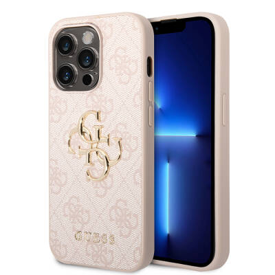 Apple iPhone 14 Pro Kılıf Guess PU Deri Büyük Metal Logo Dizaynlı Kapak - Guess