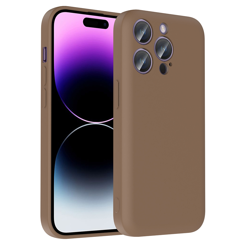 iPhone 14 Pro Kılıf Kamera Korumalı Kartlık Hazneli NXXA Vitra Kapak - Kahverengi