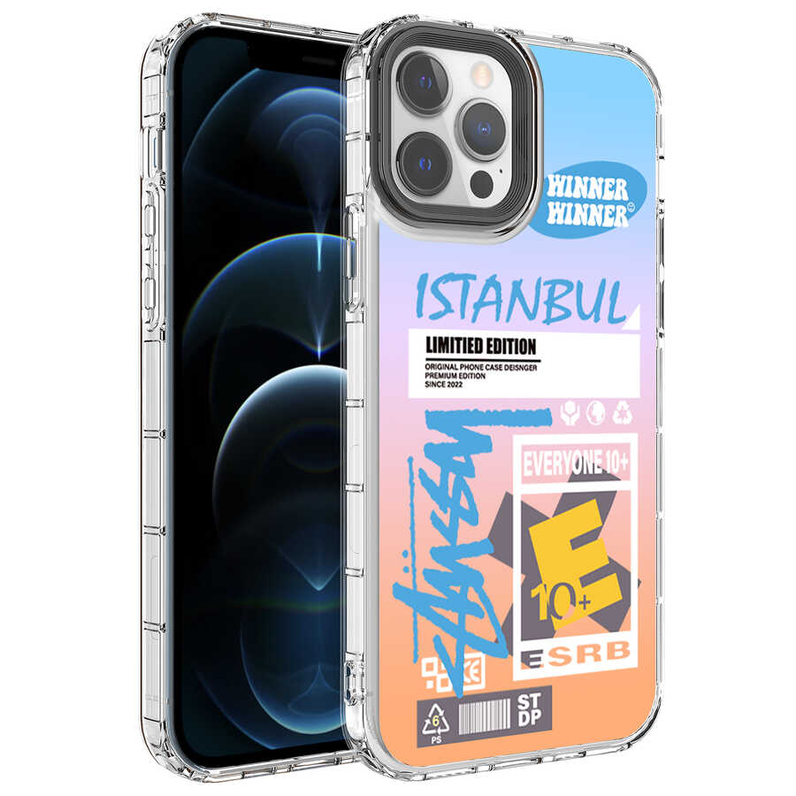 Apple iPhone 14 Pro Kılıf Kamera Korumalı Renkli Desenli Sert Silikon Zore Korn Kapak - NO1