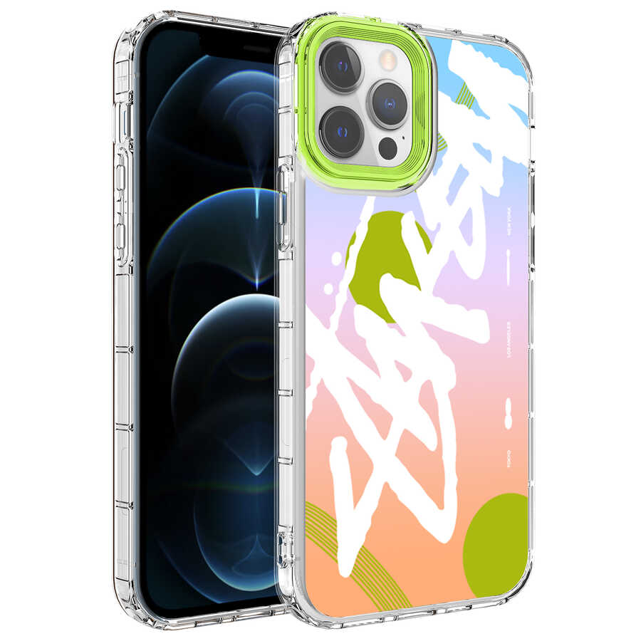 Apple iPhone 14 Pro Kılıf Kamera Korumalı Renkli Desenli Sert Silikon Zore Korn Kapak - NO2