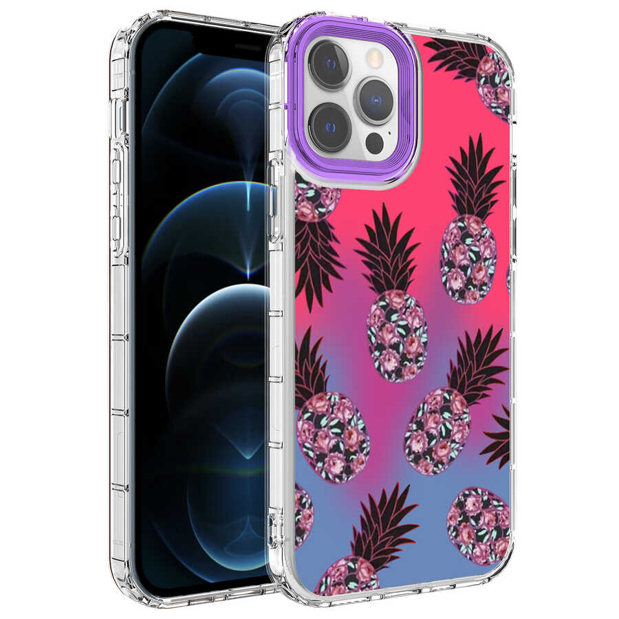 Apple iPhone 14 Pro Kılıf Kamera Korumalı Renkli Desenli Sert Silikon Zore Korn Kapak - NO6