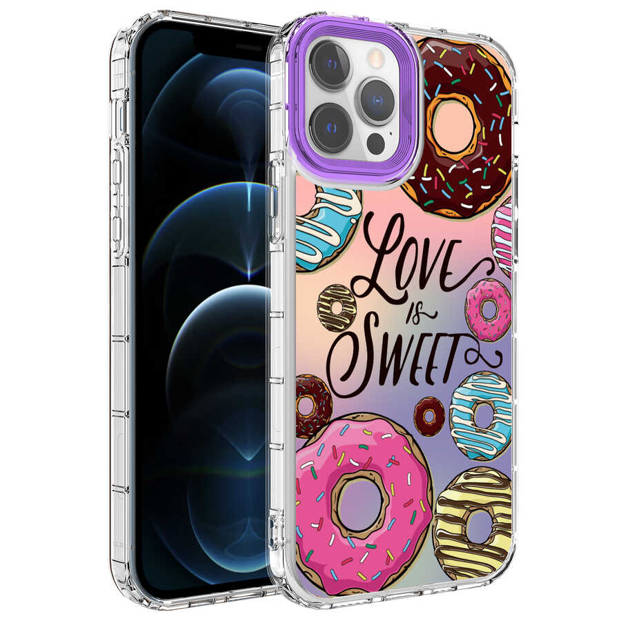 Apple iPhone 14 Pro Kılıf Kamera Korumalı Renkli Desenli Sert Silikon Zore Korn Kapak - NO11