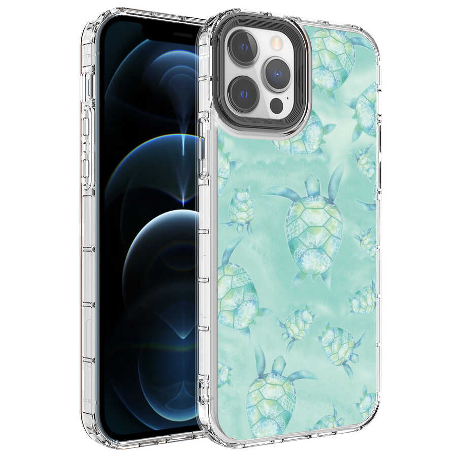 Apple iPhone 14 Pro Kılıf Kamera Korumalı Renkli Desenli Sert Silikon Zore Korn Kapak - NO13
