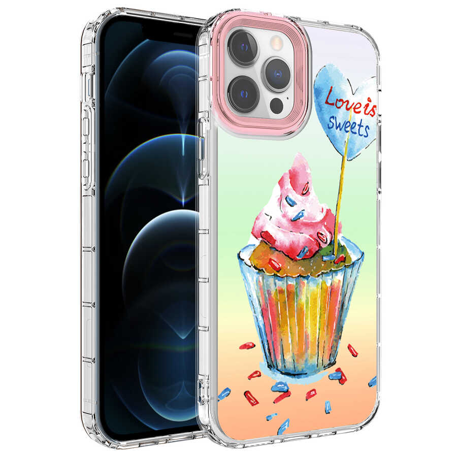 Apple iPhone 14 Pro Kılıf Kamera Korumalı Renkli Desenli Sert Silikon Zore Korn Kapak - NO15