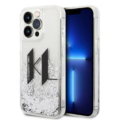 Apple iPhone 14 Pro Kılıf Karl Lagerfeld Sıvılı Simli Dizayn Kapak - Karl Lagerfeld
