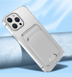 Apple iPhone 14 Pro Kılıf Kartlıklı Şeffaf Zore Setra Clear Silikon Kapak - Thumbnail