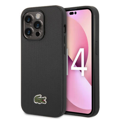 Apple iPhone 14 Pro Kılıf Lacoste Orjinal Lisanslı PU Pike Desenli Arka Yüzey İkonik Timsah Dokuma Logolu Kapak - Lacoste