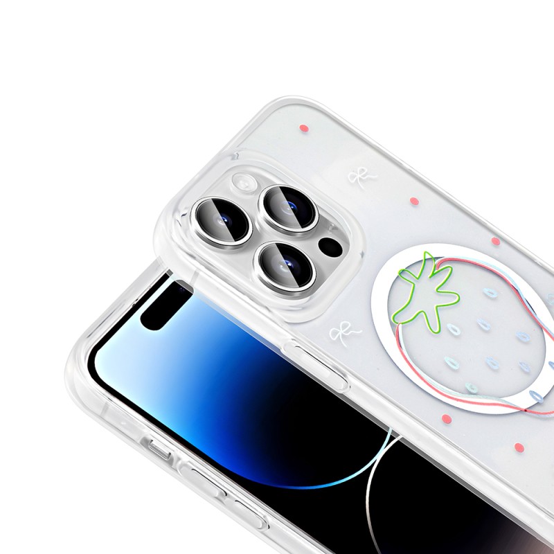 Apple iPhone 14 Pro Kılıf M-Safe Şarj Özellikli Şeffaf Zore Folk Sert Kapak - 14