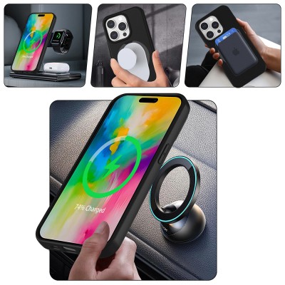 Apple iPhone 14 Pro Kılıf M-safe Şarj Özellikli Standlı Zore Samara Kapak - 11