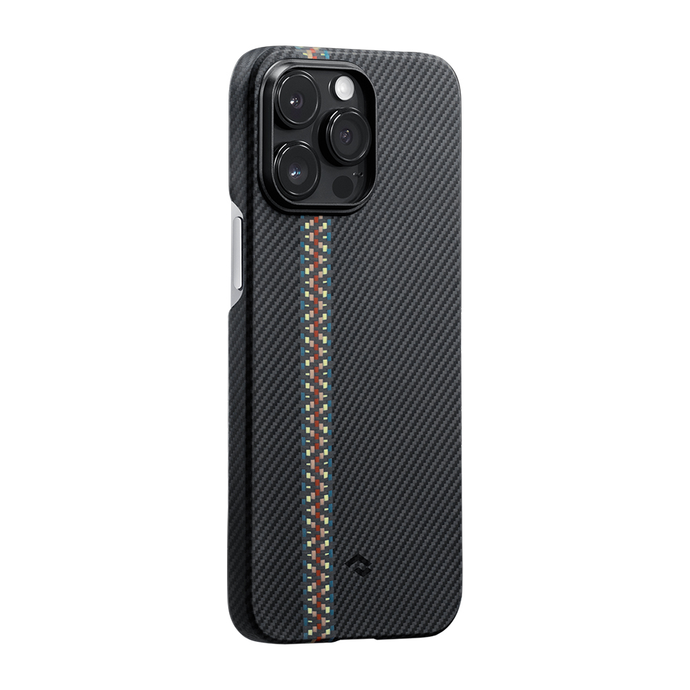Apple iPhone 14 Pro Kılıf M-safe Şarj Özellikli 600D Aramid Fiber Pitaka Tactile Woven Orchestra Serisi Rhapsody Kapak - Siyah