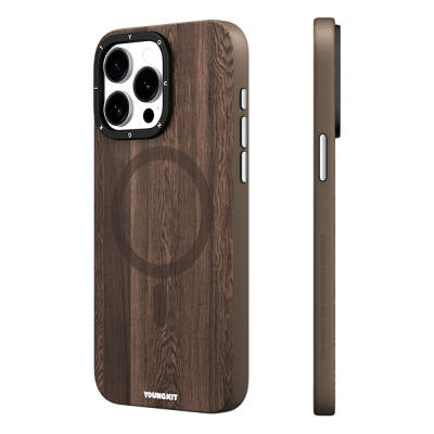 Apple iPhone 14 Pro Kılıf M-safe Şarj Özellikli Sararmaya Dayanıklı Youngkit Wood Forest Serisi Kapak - Youngkit