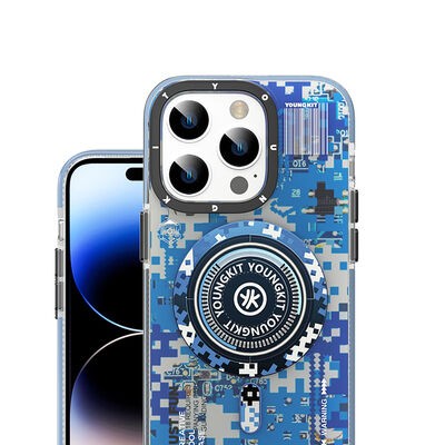 Apple iPhone 14 Pro Kılıf M-safe Şarj Özellikli YoungKit Kamuflaj Serisi Kapak - 11