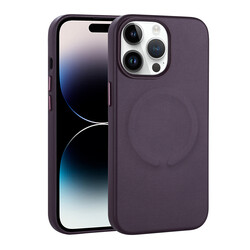 Apple iPhone 14 Pro Kılıf PU Deri M-safe Wireless Şarj Özellikli Zore Derix Kapak - Zore