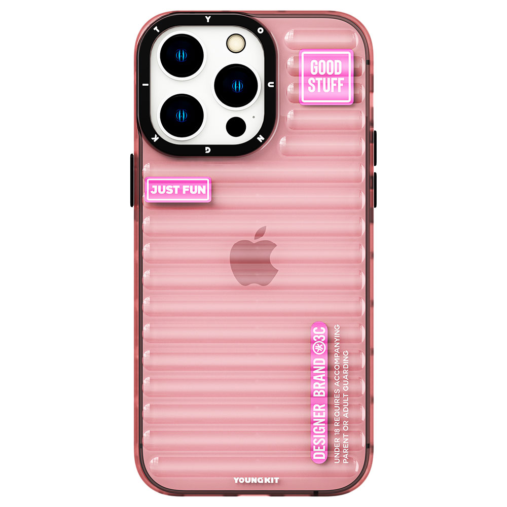 Apple iPhone 14 Pro Kılıf Şeffaf Renkli Tasarım YoungKit Fluorite Serisi Kapak - Pembe