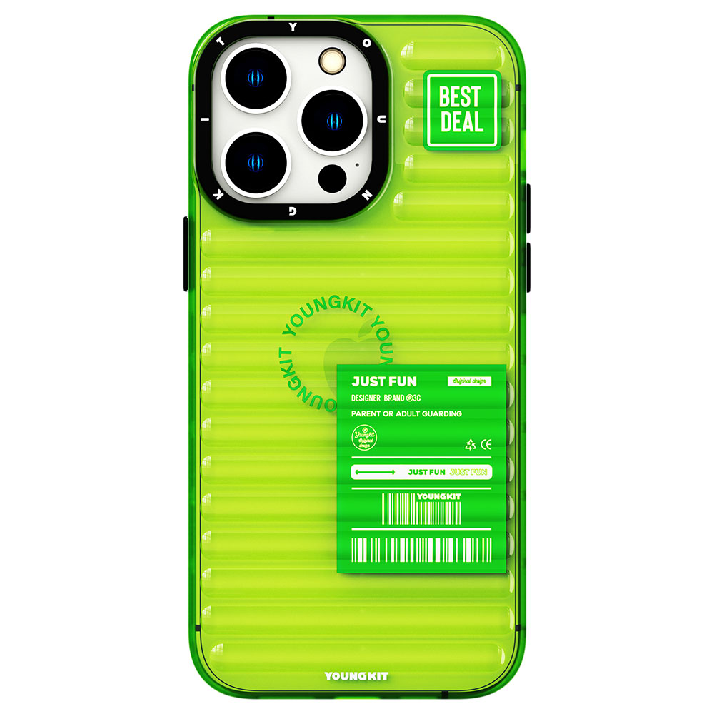 Apple iPhone 14 Pro Kılıf Şeffaf Renkli Tasarım YoungKit Fluorite Serisi Kapak - Yeşil