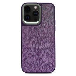 Apple iPhone 14 Pro Kılıf Soft Deri Metal Kamera Çerçeveli ​Kajsa Litchi Kapak - 2