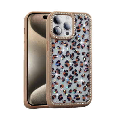 Apple iPhone 14 Pro Kılıf Taşlı ve Simli Tasarım Zore Azra Kapak - Zore