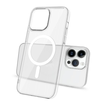 Apple iPhone 14 Pro Max Camera Protected M-Safe Charging Transparent Zore London Hard PC Case - 5