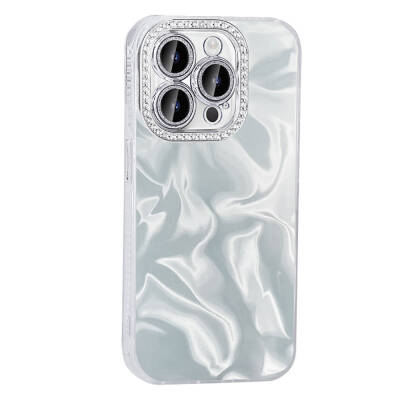 Apple iPhone 14 Pro Max Case Airbag Shiny Stone Detail Design Zore Esila Cover - 4