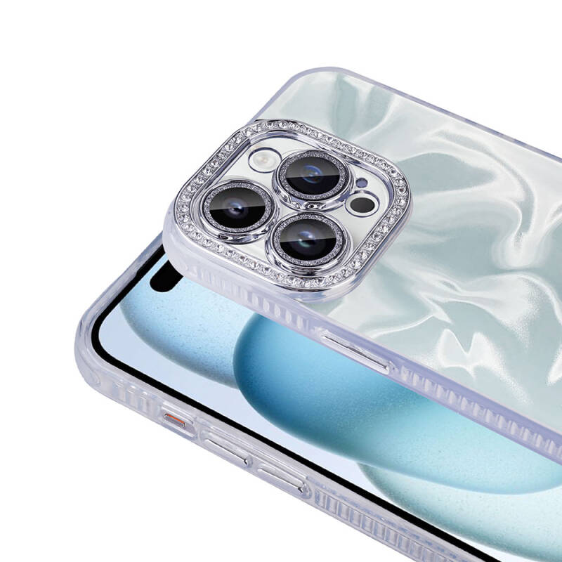 Apple iPhone 14 Pro Max Case Airbag Shiny Stone Detail Design Zore Esila Cover - 6