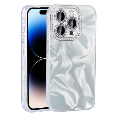 Apple iPhone 14 Pro Max Case Airbag Shiny Stone Detail Design Zore Esila Cover - 1