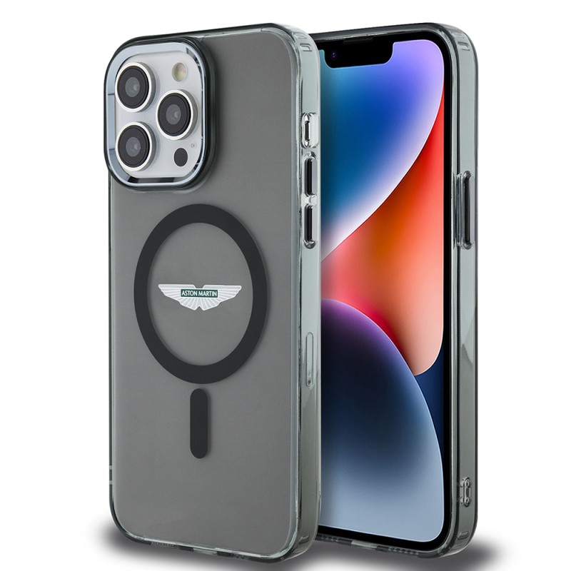 Apple iPhone 14 Pro Max Case Aston Martin Original Licensed Magsafe Charging Feature IML Printing Logo Metal Button Cover  - 8