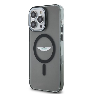 Apple iPhone 14 Pro Max Case Aston Martin Original Licensed Magsafe Charging Feature IML Printing Logo Metal Button Cover  - 3